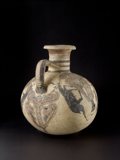 Cypriot Barrel jug depicting birds and deer by Cypriot